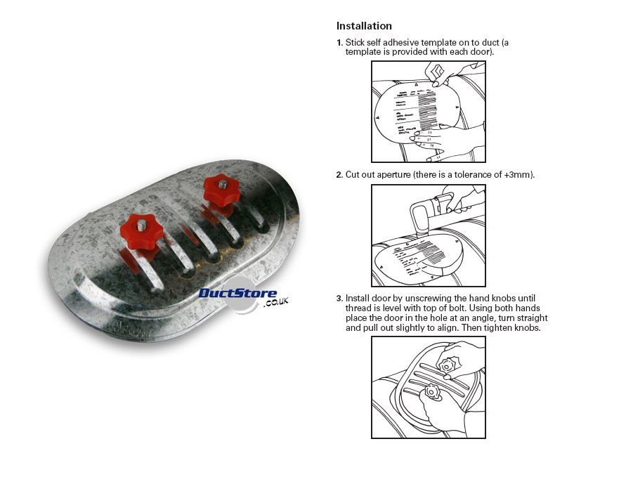 180mm x 80mm Curved Access Doors to Suit 80mm dia Duct