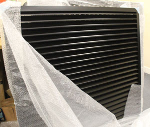 950 width x 900mm height Aluminium Weather Louvres in Black Finish