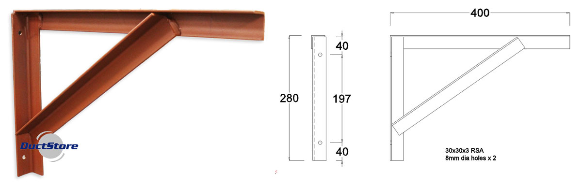 400mm 30x30x3mm Cantilever Support