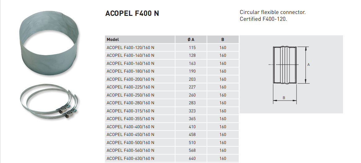 S&P 250mm dia Flexible Fan Connector