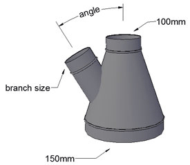 150 to 100mm Reducing T piece