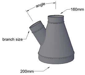 200 to 160mm Reducing T piece