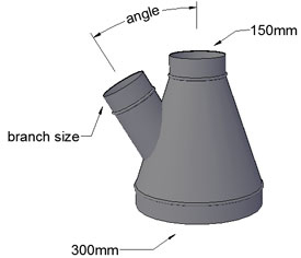 300 to 150mm Reducing T piece