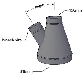 315 to 150mm Reducing T piece