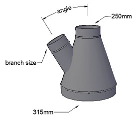 315 to 250mm Reducing T piece