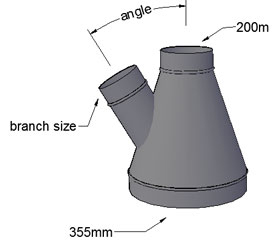 355 to 200mm Reducing T piece