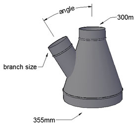 355 to 300mm Reducing T piece