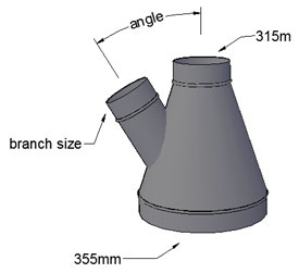 355 to 315mm Reducing T piece