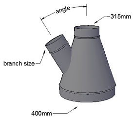 400 to 315mm Reducing T piece