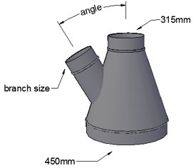 450 to 315mm Reducing T piece