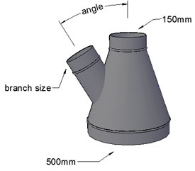 500 to 150mm Reducing T piece