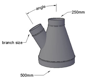 500 to 250mm Reducing T piece