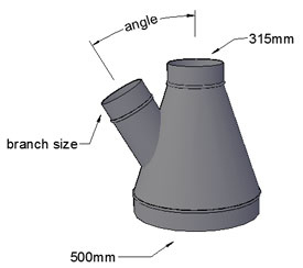 500 to 315mm Reducing T piece