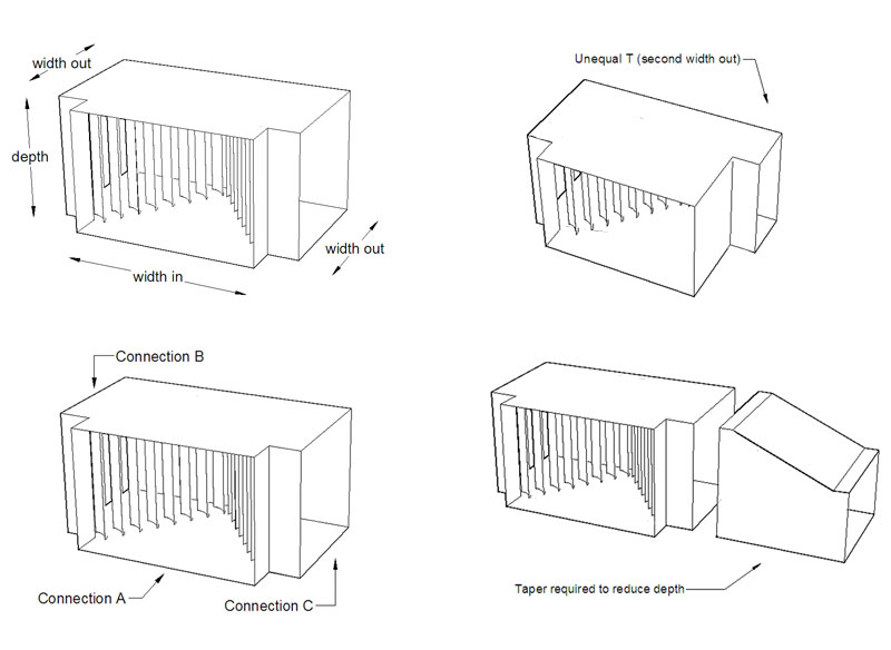 650mm Width in 300mm Depth Rectangular T Piece 