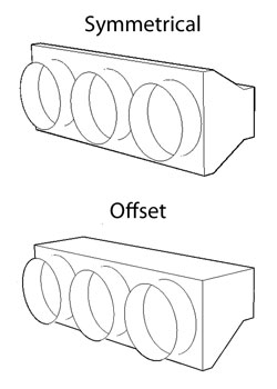 Tapered multi spigot plenum boxes for FCU