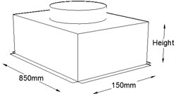 850mm x 150mm Top Entry Grille Box