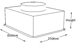 850mm x 250mm Top Entry Grille Box