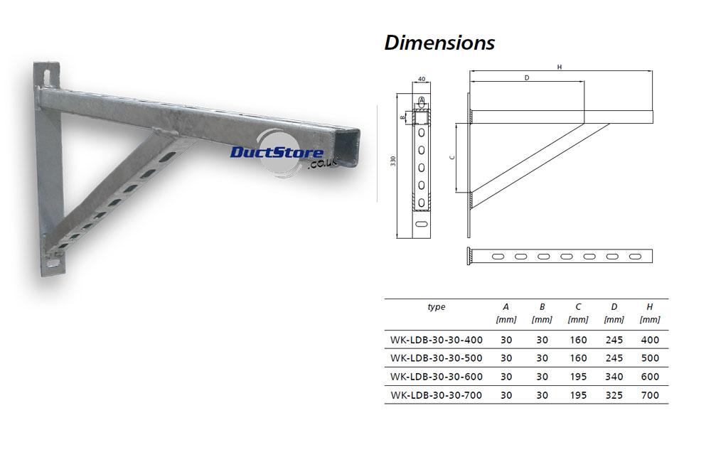 400mm 30x30 Cantilever Support