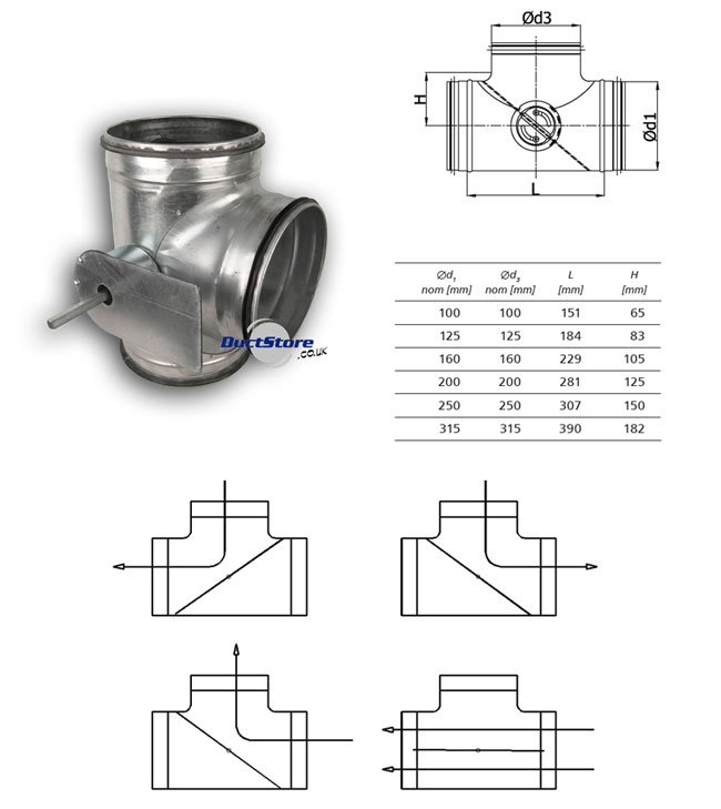 315 dia Actuator Controlled Diverter T Piece