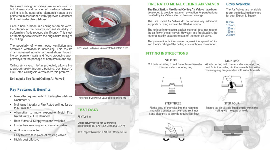 200mm dia Fire Rated Metal Extract Valves