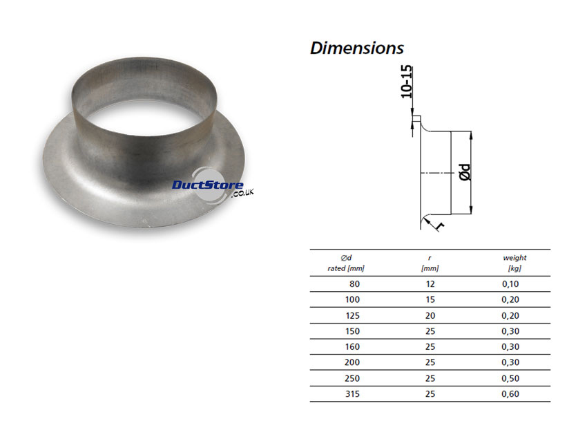 80mm Dia Radiused Flanged Spigot 