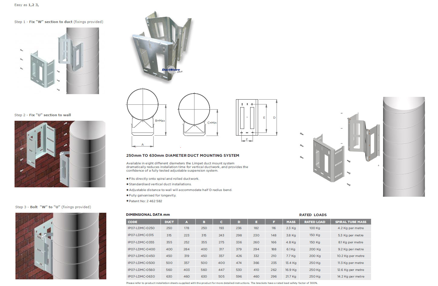 250mm Dia Limpet Duct Mount