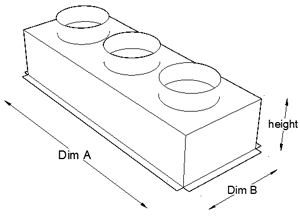 400mm x 200mm Three Spigot Plenum Box