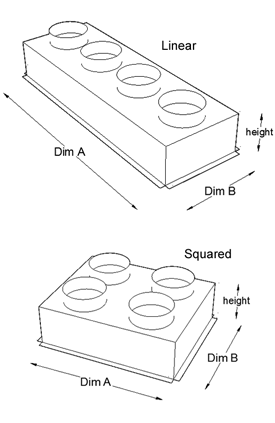 1000mm x 550mm Four Spigot Plenum Box