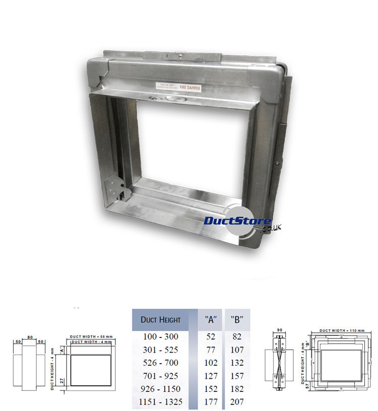 Rectangular Fire Damper with Frame 350mm Width