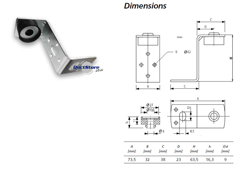 Rectangular Duct Suspension Z Brackets