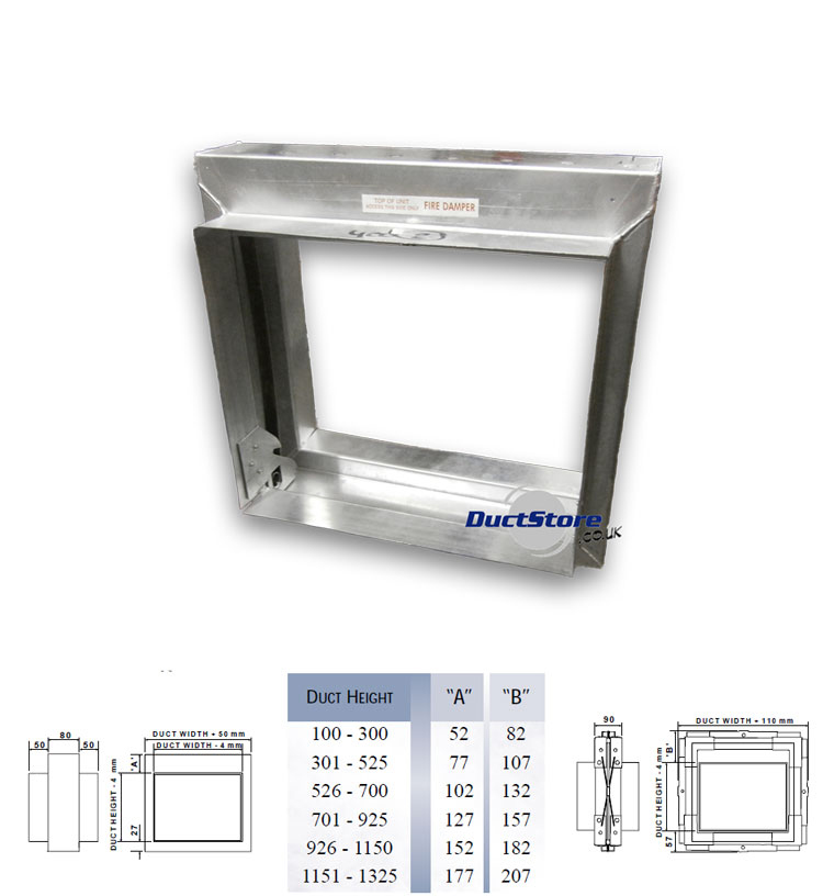 Rectangular Fire Damper 550mm Width