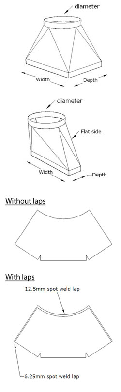 Square to Round - Pattern Only - 300mm Width 250mm Depth