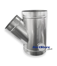 100 dia 45 Stainless Steel T Piece  - 80mm Branch