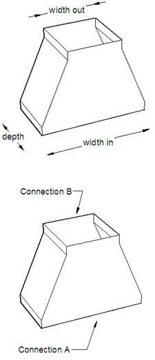 500mm Width x 450mm Depth Symmetrical Taper